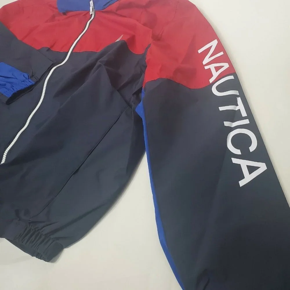 Nautica Men's Size 1XL Big Rain breaker Lightweight Jacket New Colorblock